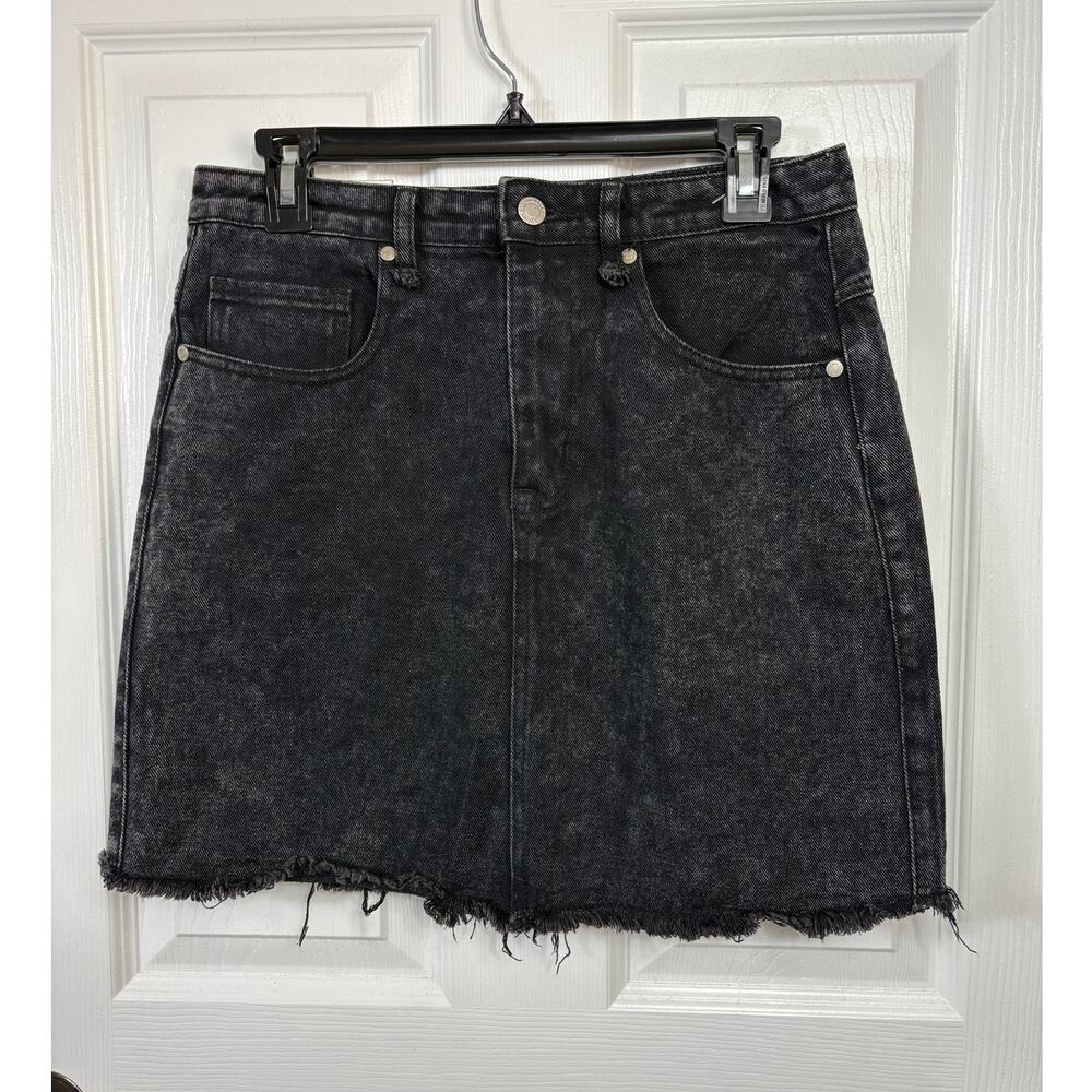 NWT Brave Soul London Women's Sylvie Denim Snow Wash Mini Skirt Size 12 Black